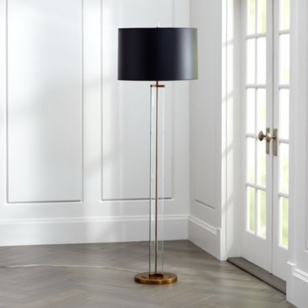 Gleam Crystal Brass Black Shade Floor Lamp Crate And Barrel