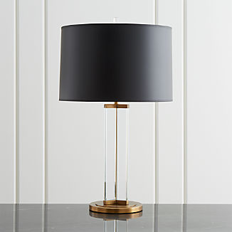 Table Lamps For Bedside And Desk Crate Barrel Gleam Crystal Br Black Shade Table Lamp