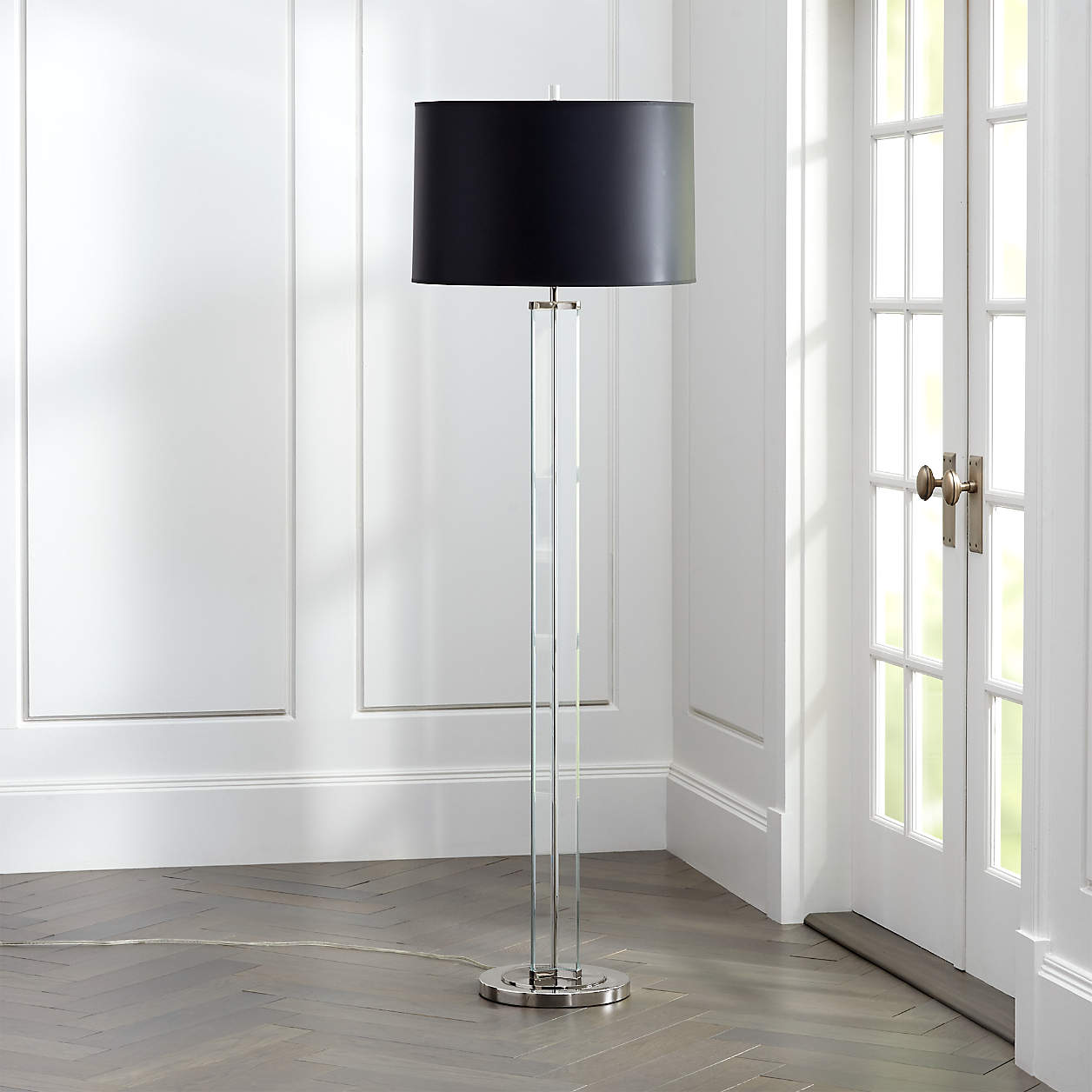 Gleam Crystal/Nickel Black Shade Floor Lamp Crate and Barrel