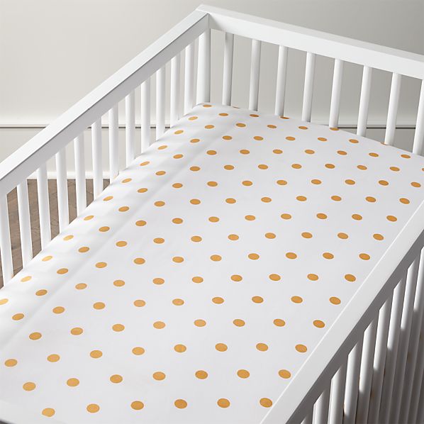 gold polka dot crib sheet