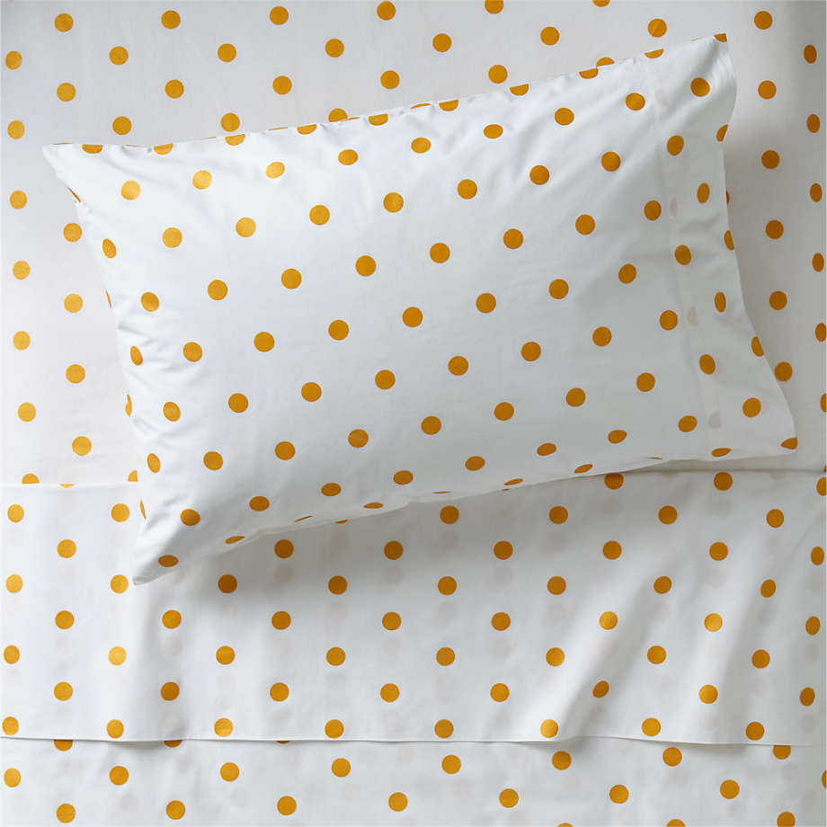 Organic Gold Polka Dot Twin Sheets + Reviews | Crate and Barrel