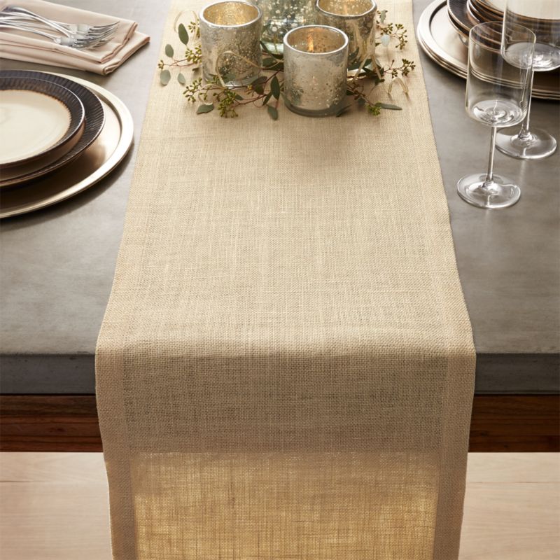 Gold Jute Table Runner 120&quot; + Reviews | Crate and Barrel