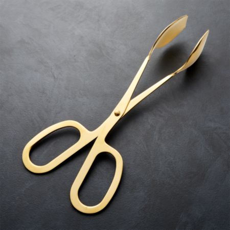 Gold Scissor-Handled Serving Tongs