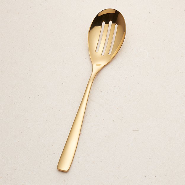Gold Slotted Serving Spoon Crate and Barrel