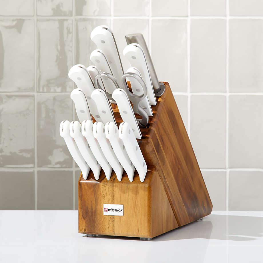Wusthof Gourmet White 18Piece Knife Set with Acacia Block + Reviews