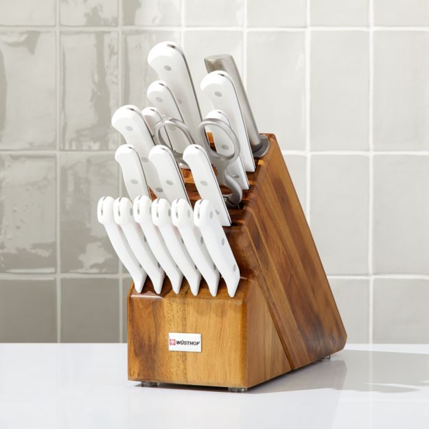 white knife set with white block