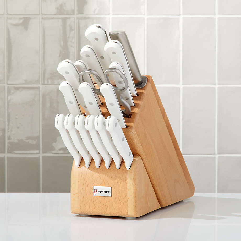white knife set with white block