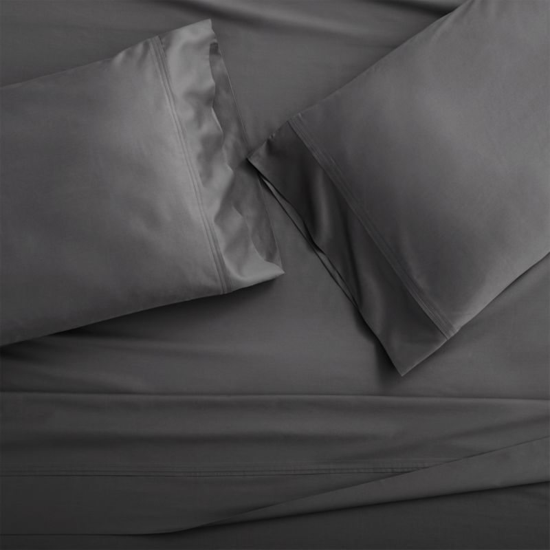 Grace Charcoal Twin Sheet Set | Crate and Barrel