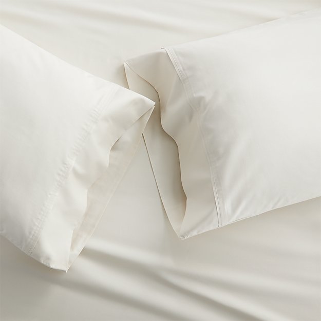 Set of 2 Grace Ecru Standard Pillow Cases Crate and Barrel