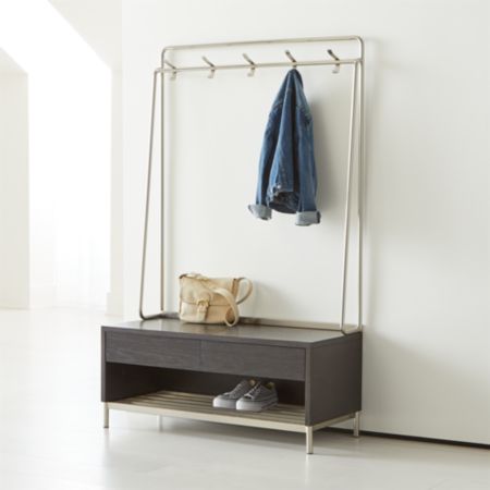 Naples Hall Stand Entryway Coat Rack And Storage Bench Plowhearth