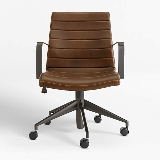 Brown Leather Office Chair No Arms - Product titleadjustable armrests