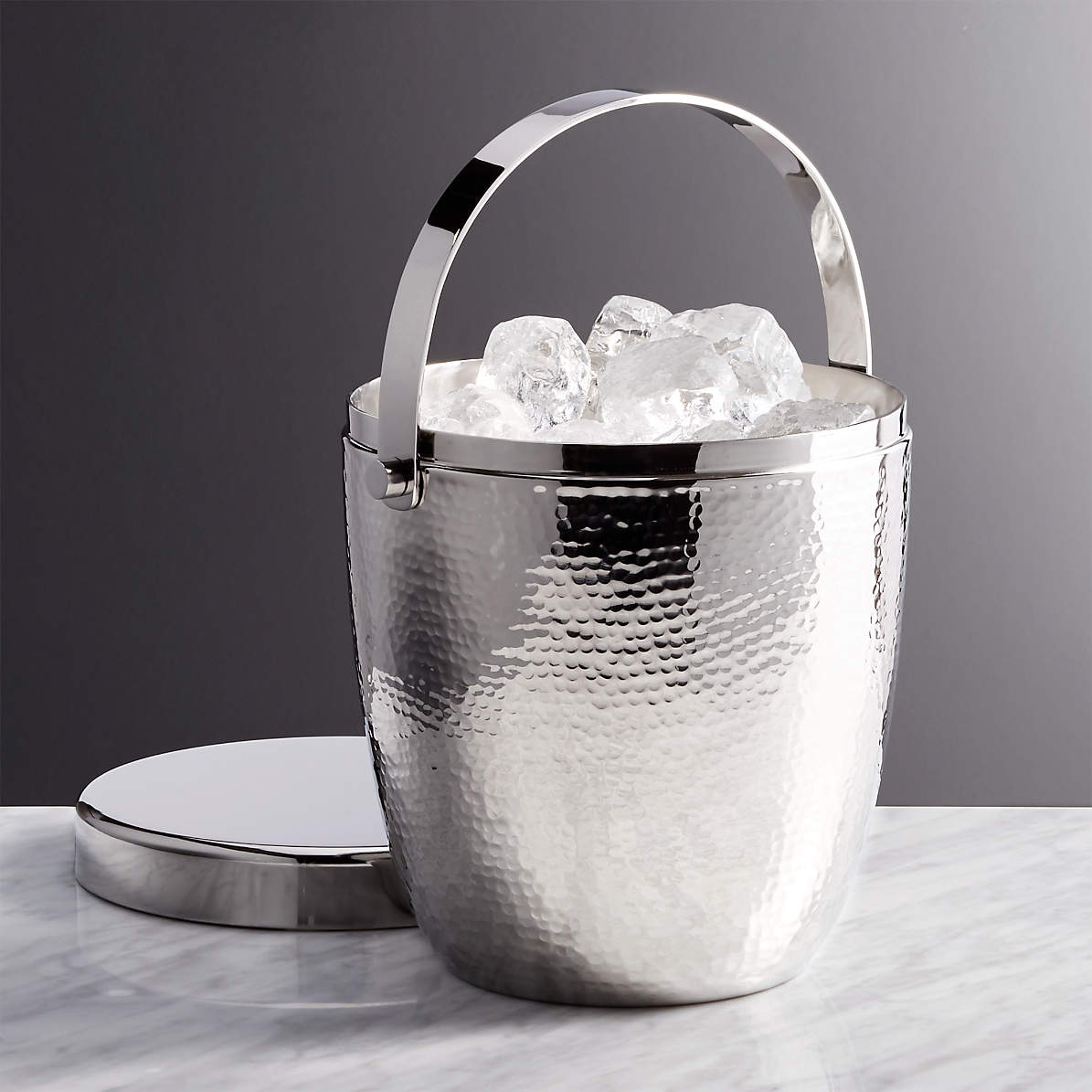 hammered metal ice bucket