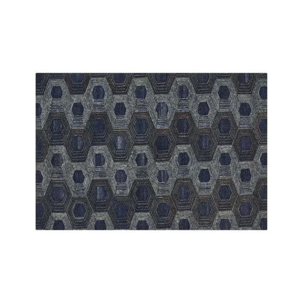 Gramercy Blue Hexagon Pattern Rug 6'x9' + Reviews Crate and Barrel Canada