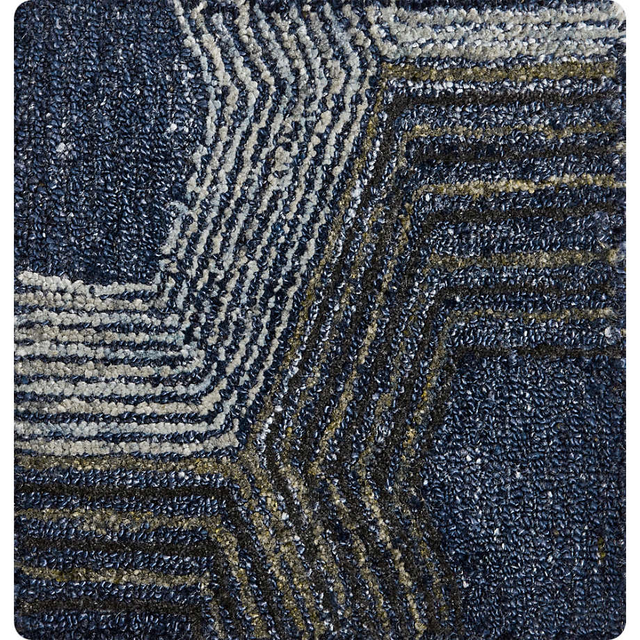 Gramercy Blue Hexagon Pattern Rug Swatch + Reviews | Crate and Barrel