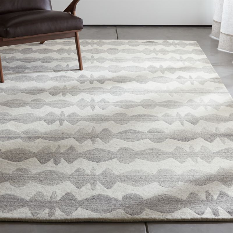Graphite Neutral Striped Wool Rug Crate and Barrel