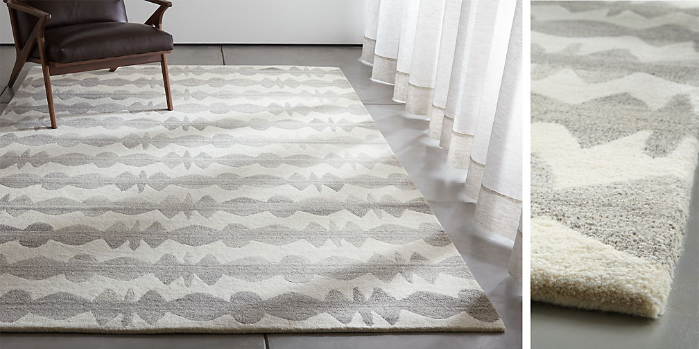 Graphite Neutral Striped Wool Rug