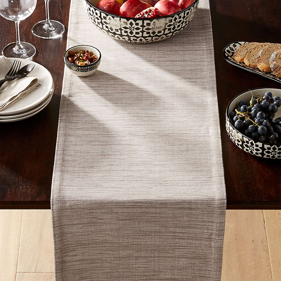 Grasscloth Dove Grey Table Runner + Reviews Crate and Barrel