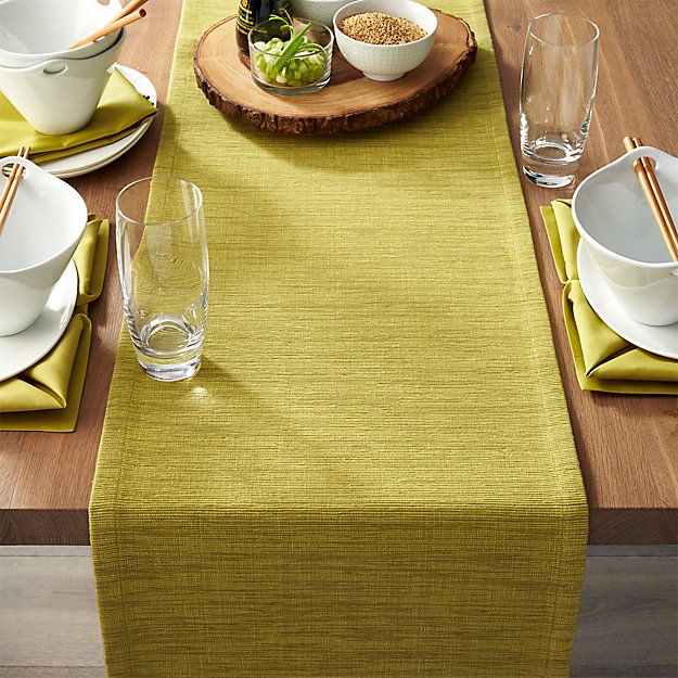 Grasscloth 90" Green Table Runner Crate and Barrel