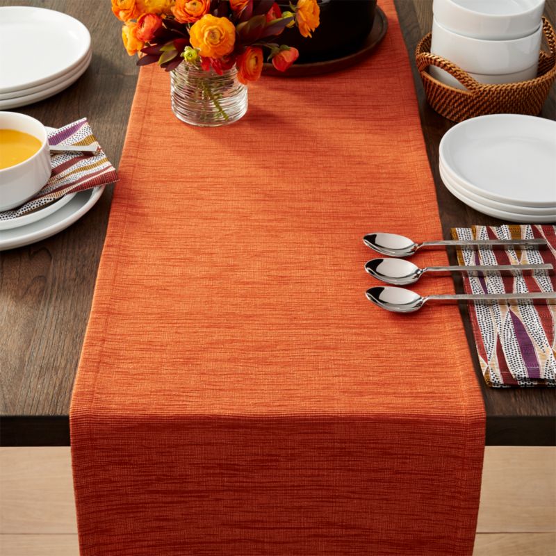 Grasscloth 90" Orange Table Runner + Reviews | Crate and Barrel