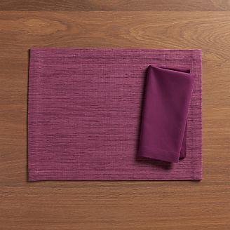 Grasscloth Violet Placemat and Fete Violet Cloth Napkin