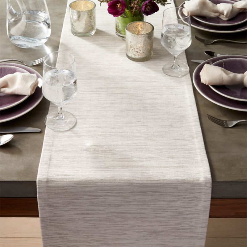 Download Grasscloth 90" White Table Runner + Reviews | Crate and Barrel