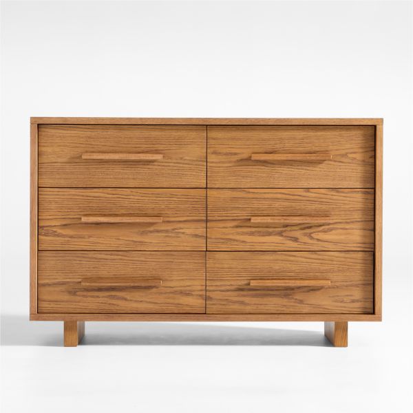 Grayson Barley Brown Wood Wide 6-Drawer Kids Dresser