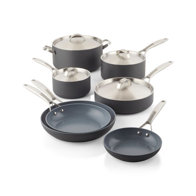 GreenPan Paris Hard-Anodized Nonstick 11-Piece Cookware Set  Crate and Barrel