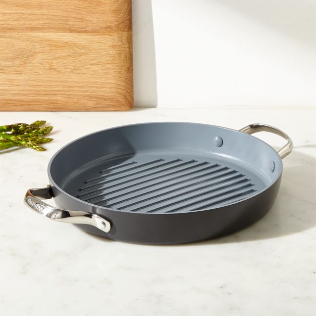 Green Pan Valencia Pro Nonstick DoubleHandled Grill Pan Crate and Barrel