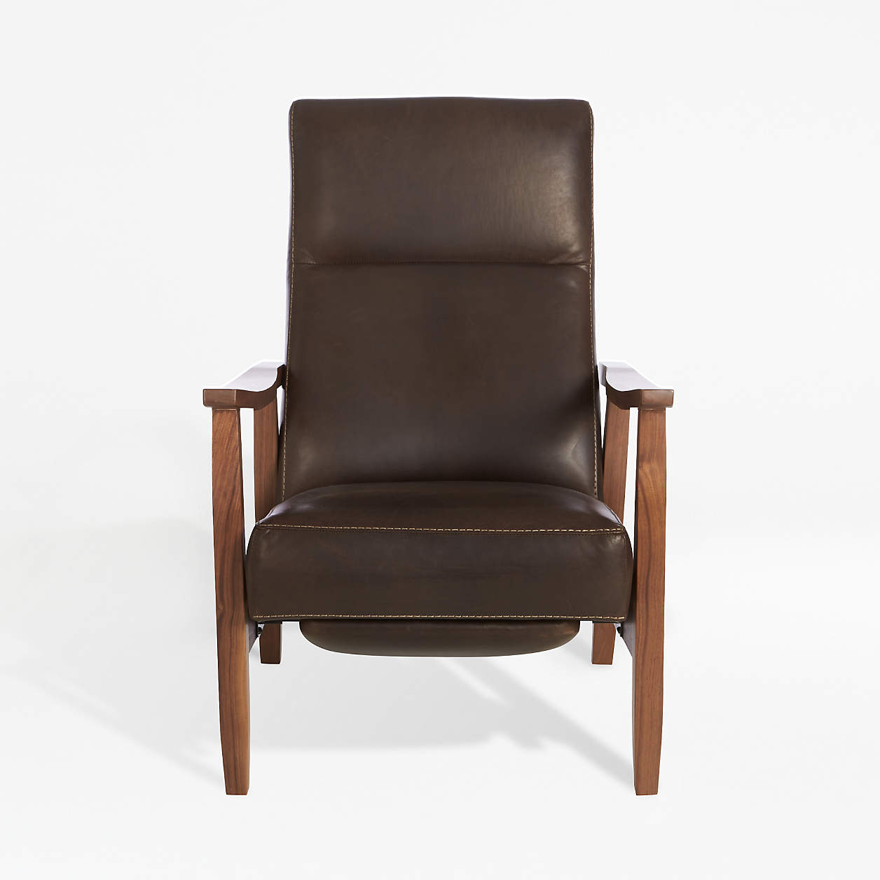 Greer Leather Wood Arm Recliner Crate and Barrel