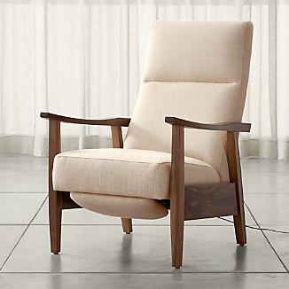 Cb2 Furniture Crate And Barrel Greer Fabric Wood Arm Recliner