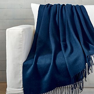 Wool Throws Crate And Barrel Gresham Blue Throw