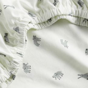 Image of Comfy Tee Critter Cuddle Grey 100% Organic Cotton Jersey Baby Crib Fitted Sheet