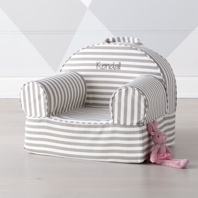 Small Grey Stripe Nod Chair + Reviews Crate and Barrel