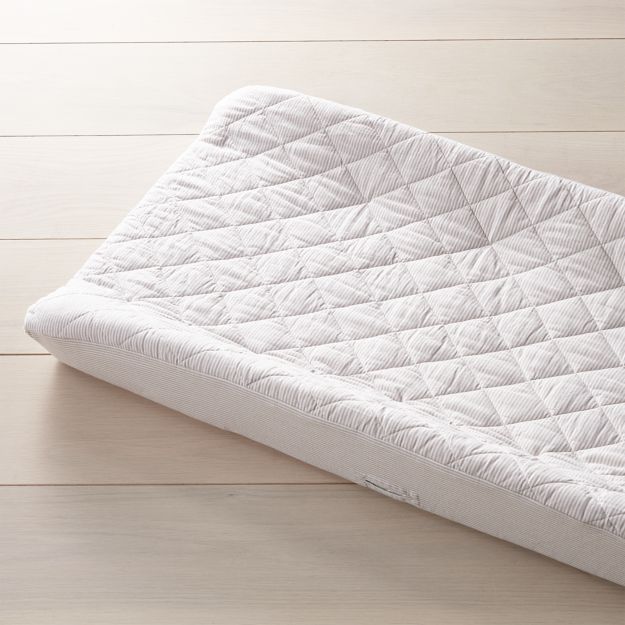 Grey Woven Stripe Changing Pad Cover Crate and Barrel