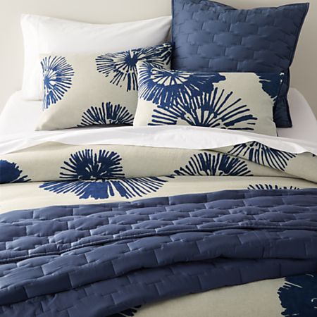 Haana King Blue Floral Duvet Cover Reviews Crate And Barrel