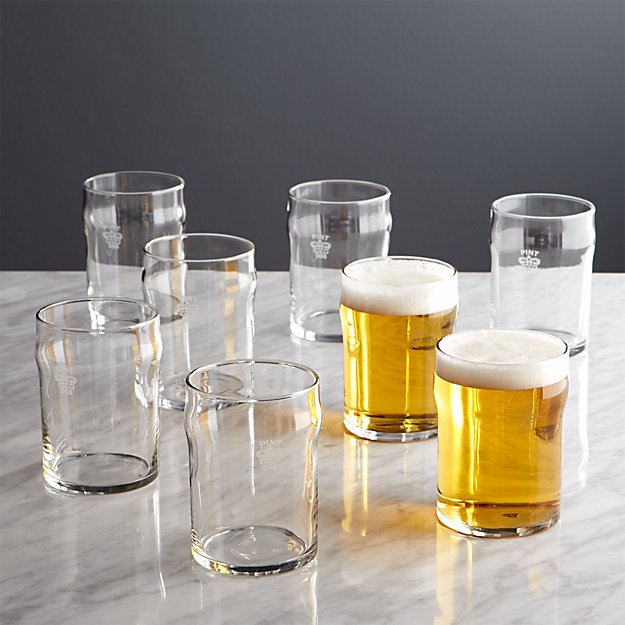Half Pint Glass Tumblers with Crown, Set of 8 Crate and Barrel