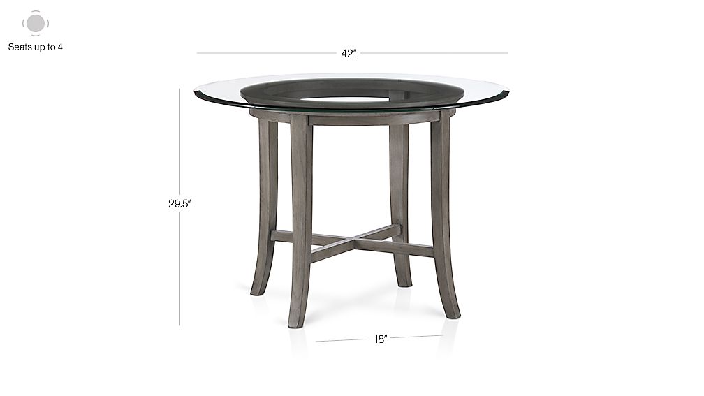 Halo Grey Round Dining Tables With Glass Top Crate And Barrel Tap To Zoom Image With Dimension For Halo Grey Round Dining Table 42 Glass Top