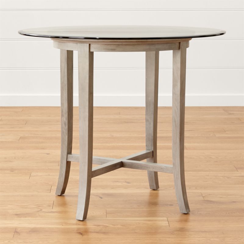 Halo Grey Round High Dining Table with 42" Glass Top Crate and Barrel
