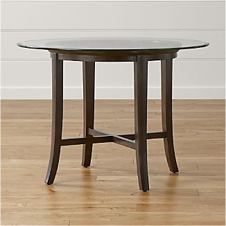 Gl Dining Tables Crate And Barrel Halo Ebony Round Dining Table With 42 Gl Top
