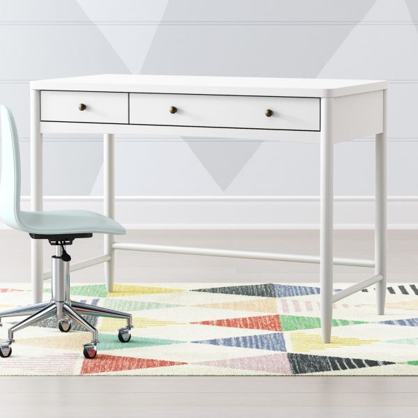 Hampshire White Wood 2-Drawer Kids Desk