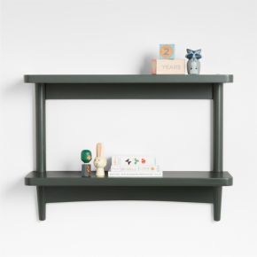 Image of Hampshire 27" Olive Green Wood 2-Tier Kids Wall Shelf