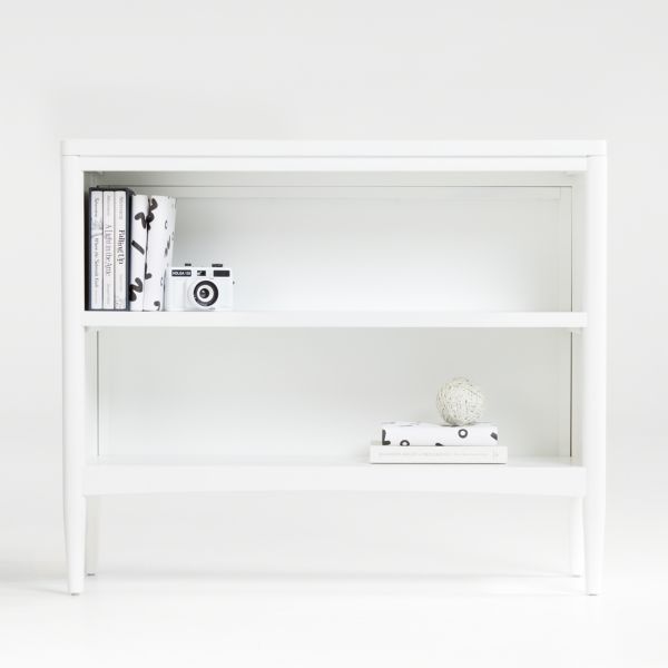 Hampshire Small White Wood 2-Shelf Bookcase