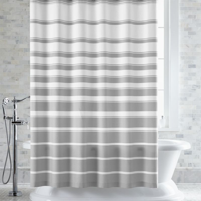 Hampton Grey-White Striped Shower Curtain + Reviews ...