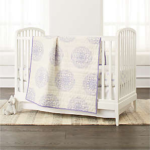 purple and yellow crib bedding