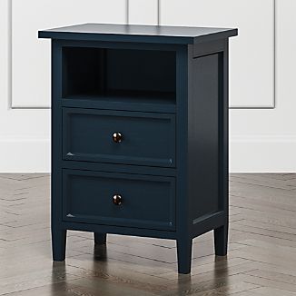 Vintage Bedside Tables Crate And Barrel Harbor Indigo 2 Drawer Nightstand