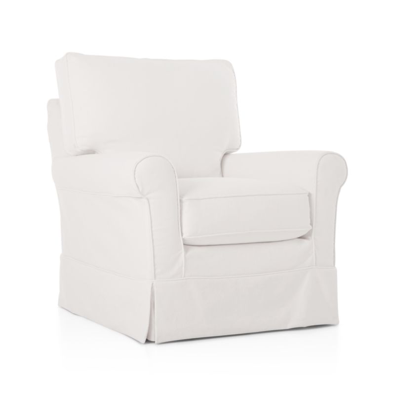Harborside Slipcovered Swivel Glider Chair with Snow Fabric