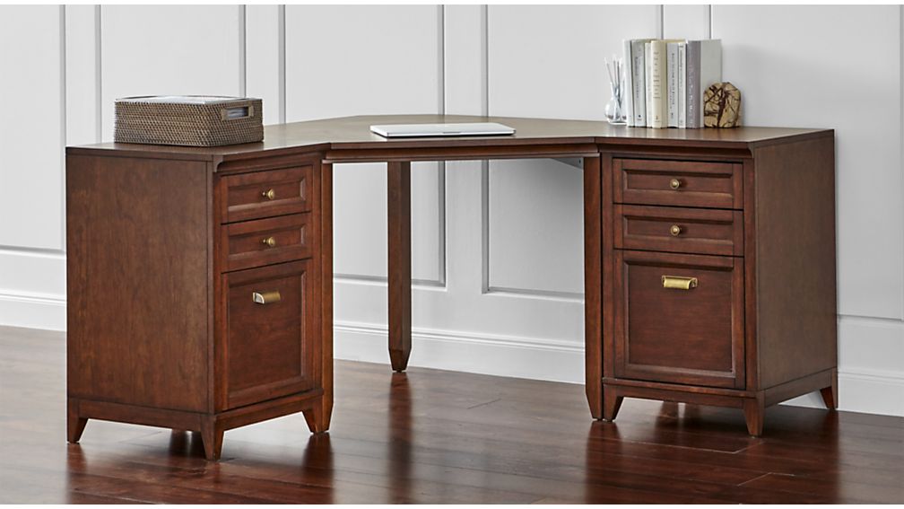 harrison 3-pc cognac corner desk filing suite | crate and barrel harrison 3-pc cognac corner desk filing suite | crate and barrel