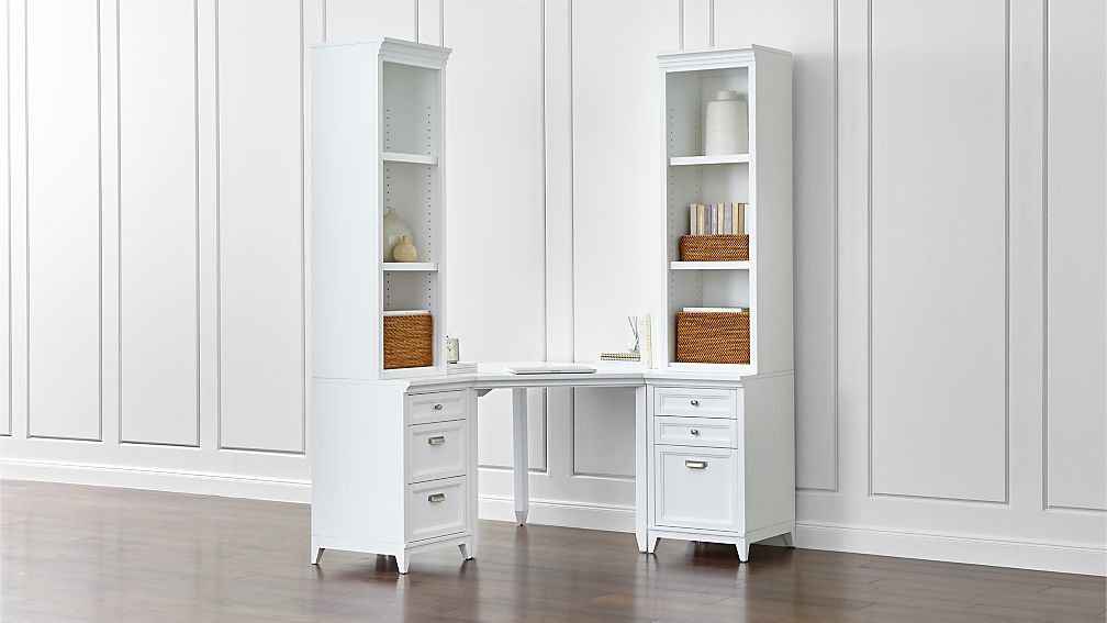 Harrison 5 Piece White Corner Desk Office Suite Crate And Barrel Harrison 5 Piece White Corner Desk Office Suite