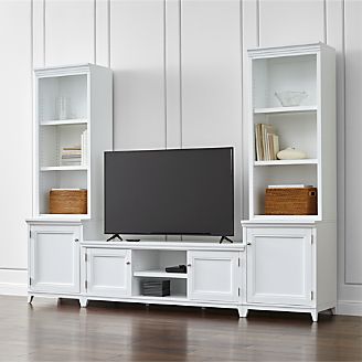 Harrison 5-Piece White Entertainment Center/Open Bookcases