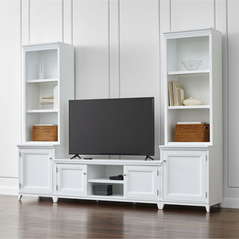 Harrison 5-Piece White Entertainment Center/Open Bookcases